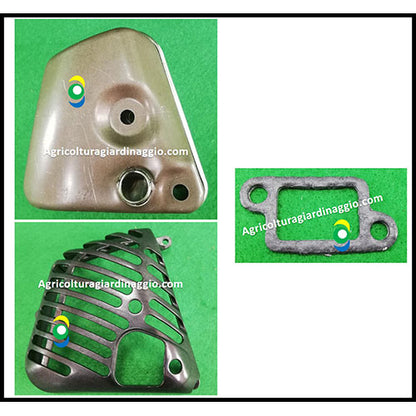 Marmitta Silenziatore Catalitica Coperchio Guarnizione Motosega Active 39.39 40.40 Ibea 3900 4000 ricambi agricolturagiardinaggio.com